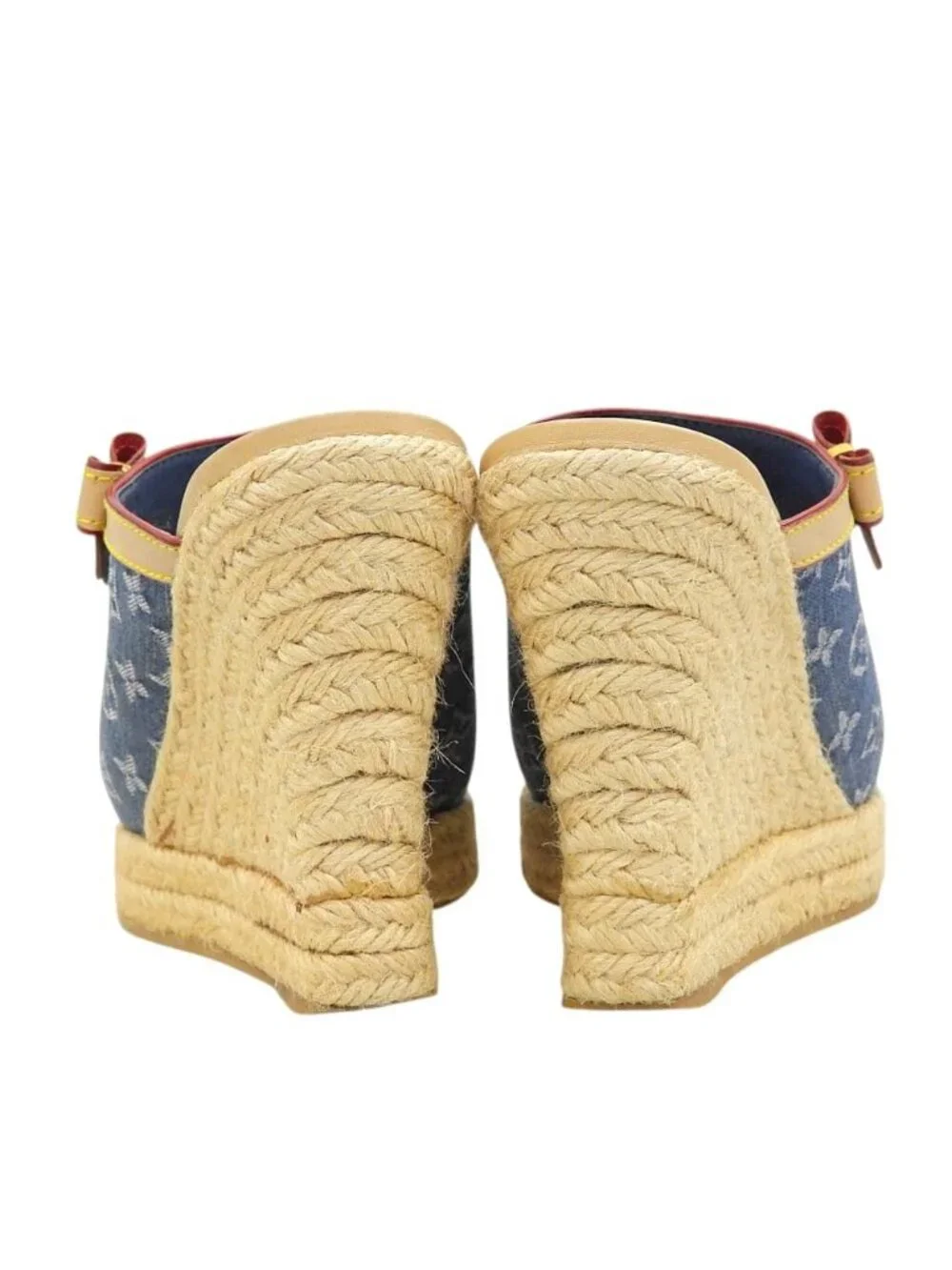 Louis Vuitton Monogram Denim Espadrilles Heels Shoes Blue
